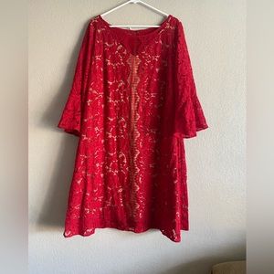Lane Bryant red lace overlay dress
